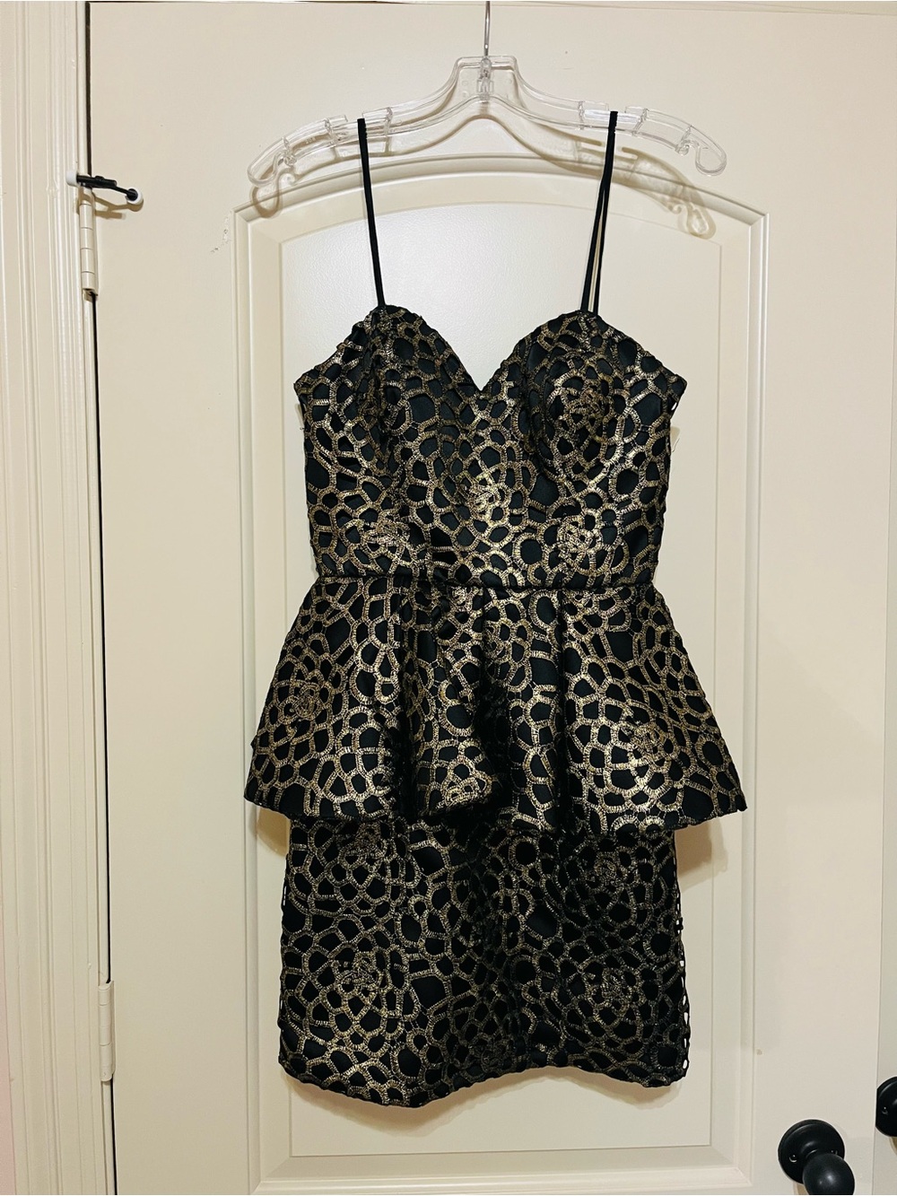 Terani Couture Black and Gold Cocktail Dress